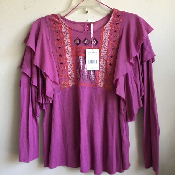 Free People La Cienga Embroidered Blouse Boho Top - Picture 6 of 7